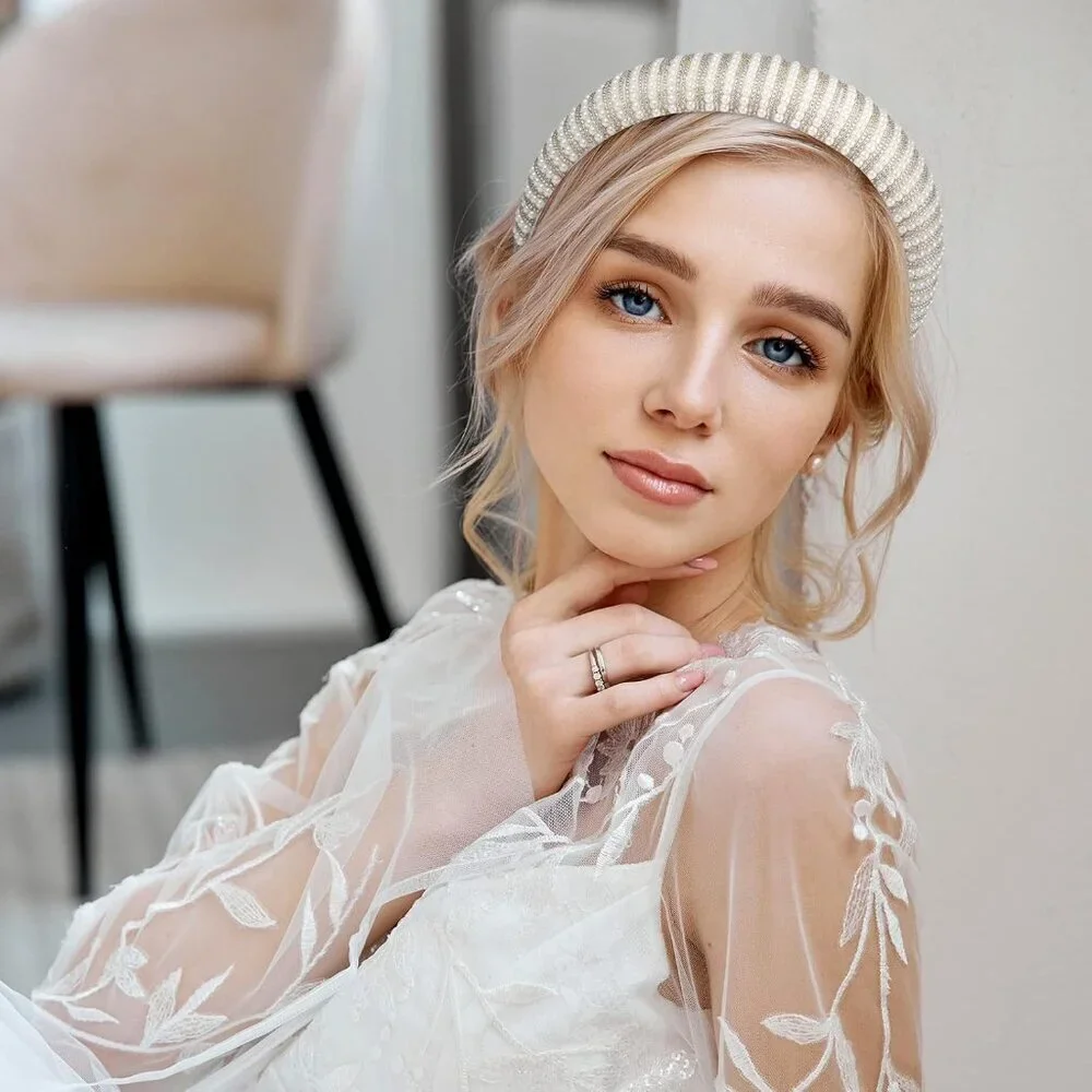 Pearl Headbands Faux Pearl Rhinestones Hairbands Bridal Accessories Women - Picture 6 of 6